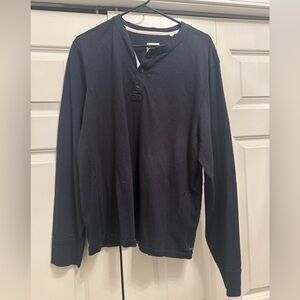 Rag Bone Men’s Long Sleeve Henley Shirt Crewneck XL Navy Blue Buttons